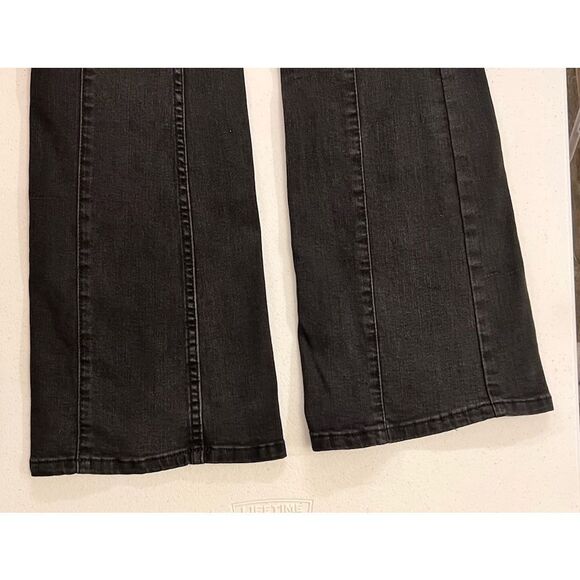 We The Free People Flare‎ Jean Size 26 Black Denim Bell Bottom Stretch Pull On - Picture 4 of 10